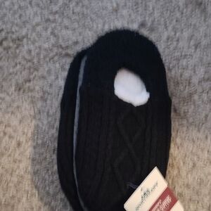 Black Cable Knit Slippers